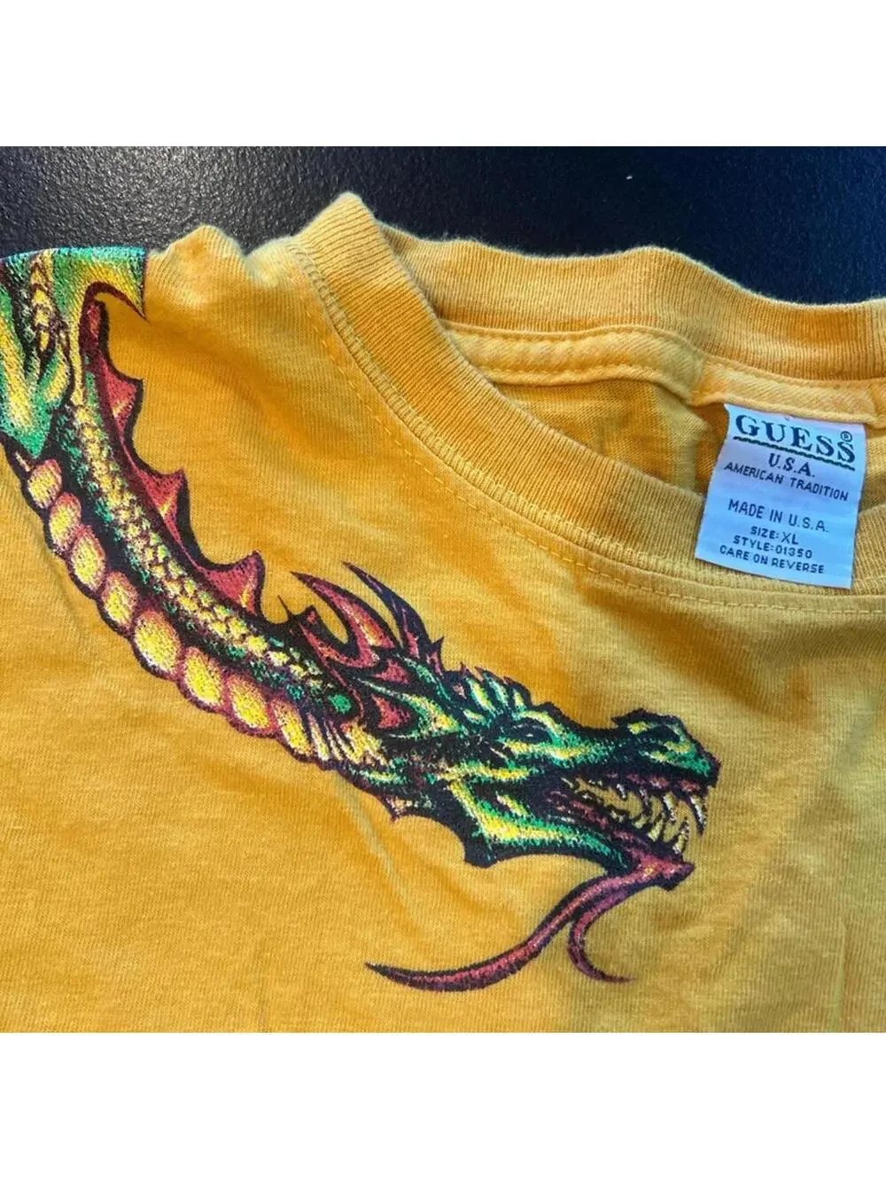 Guess Men's Yellow Tshirt - Picture 2 of 3